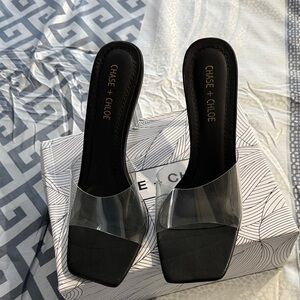 Chase + Chloe Black and Clear Heels